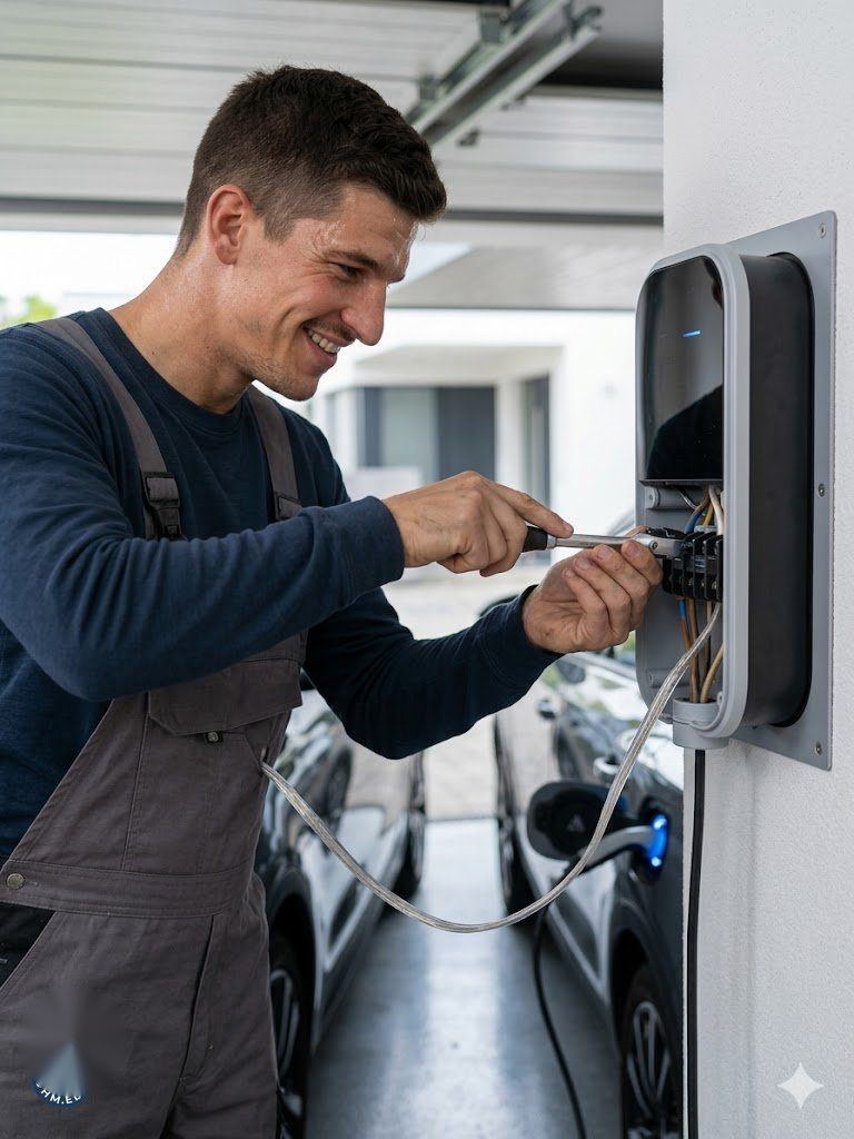 Raccordement d'une borne de recharge murale dans un garage